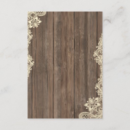 Rustic Wood Lace Wedding Details Enclosure Card 出欠カード (裏面)
