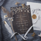 Rustic Wood & Lights Country Chic QR Code Wedding 招待状