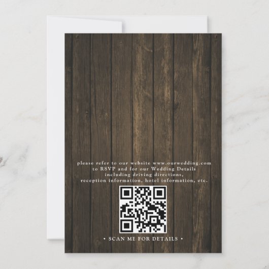 Rustic Wood & Lights Country Chic QR Code Wedding 招待状 (裏面)