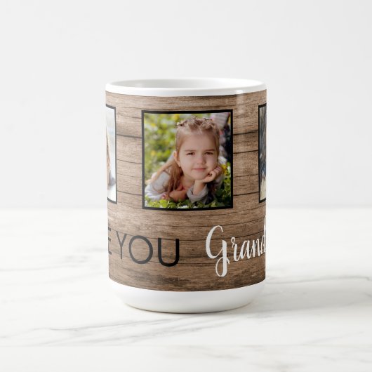 Rustic Wood Love You Three Photo コーヒーマグカップ (中央)