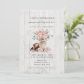 Rustic Wood Mason Jar Floral Wedding Invitation  招待状 (スタンド正面)
