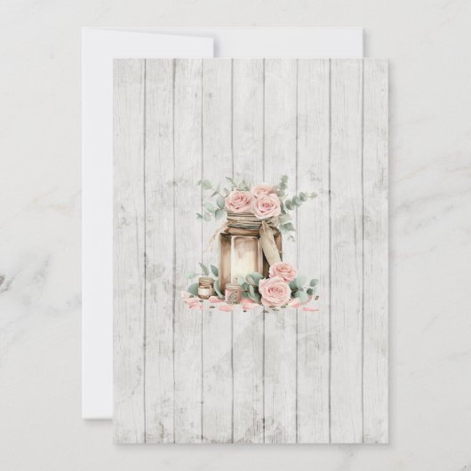 Rustic Wood Mason Jar Floral Wedding Invitation  招待状 (裏面)