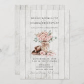 Rustic Wood Mason Jar Floral Wedding Invitation  招待状 (正面/裏面)