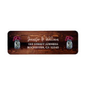 Rustic wood mason jar wedding return address ラベル (正面)