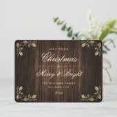 Rustic Wood Merry and Bright Photo Christmas シーズンカード (スタンド正面)