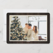 Rustic Wood Merry and Bright Photo Christmas シーズンカード (裏面)