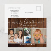 Rustic Wood Merry Christmas Photo Holiday Moving   案内ポストカード (正面/裏面)