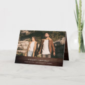 Rustic Wood Minimal Arch Photo QR code Wedding 招待状 (正面)