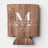 Rustic Wood Monogram Custom Last Name favor  缶クーラー (裏面)
