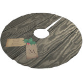 Rustic Wood Monogrammed Christmas Tree Skirt ブラッシュドポリエステルツリースカート (アングル)