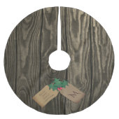 Rustic Wood Monogrammed Christmas Tree Skirt ブラッシュドポリエステルツリースカート (正面)