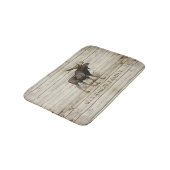 Rustic Wood Moose Family Name Shower Curtain バスマット (アングル)