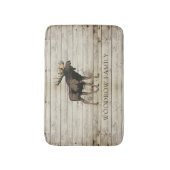 Rustic Wood Moose Family Name Shower Curtain バスマット (正面縦)