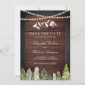 Rustic Wood Mountain Forest Photo Wedding セーブザデート (正面)
