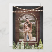 Rustic Wood Mountain Forest Photo Wedding セーブザデート (裏面)