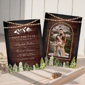 Rustic Wood Mountain Forest Photo Wedding セーブザデート