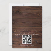 Rustic Wood Navy Blue Anchor QR Code Wedding 招待状 (裏面)