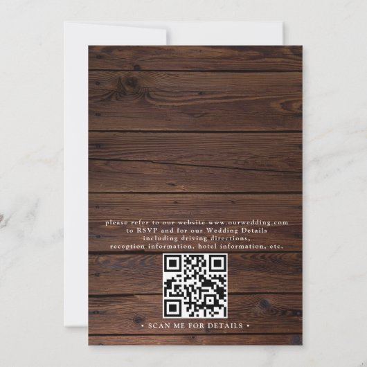 Rustic Wood Navy Blue Anchor QR Code Wedding 招待状 (裏面)