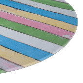 Rustic Wood Pastel Stripes Family Name カッティングボード (角)