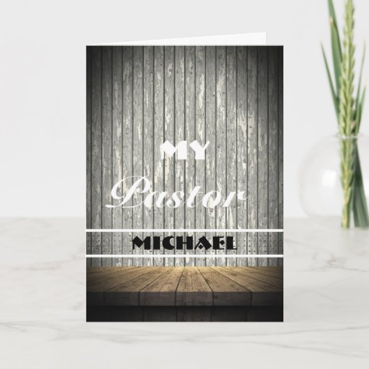 Rustic Wood Pastor Appreciation Card カード (正面)