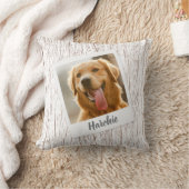 Rustic Wood Personalized Pet Photo Pillow for Mom クッション (ブランケット)