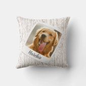 Rustic Wood Personalized Pet Photo Pillow for Mom クッション (裏面)