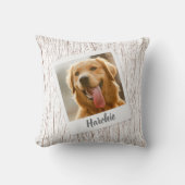 Rustic Wood Personalized Pet Photo Pillow for Mom クッション (正面)