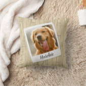 Rustic Wood Personalized Pet Photo Pillow for Mom クッション (ブランケット)