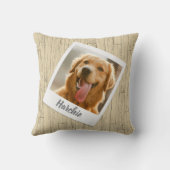 Rustic Wood Personalized Pet Photo Pillow for Mom クッション (裏面)