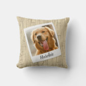 Rustic Wood Personalized Pet Photo Pillow for Mom クッション (正面)