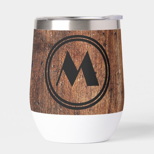 Rustic wood personalized thermal tumbler (左面)