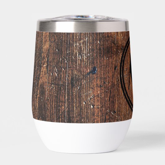 Rustic wood personalized thermal tumbler (正面)