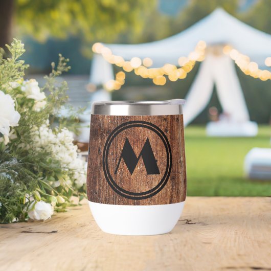 Rustic wood personalized thermal tumbler (ウェディング)