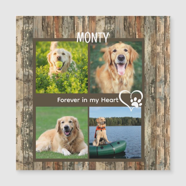 Rustic Wood Pet Keepsake Memorial Photo Collage  (正面)
