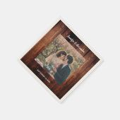 Rustic wood photo country wedding スタンダードカクテルナプキン (角)