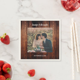 Rustic wood photo country wedding スタンダードカクテルナプキン