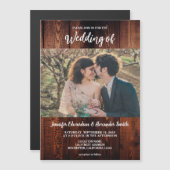 Rustic wood photo country wedding magnetic card (正面/裏面)