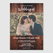 Rustic wood photo country wedding magnetic card (正面)