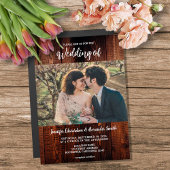 Rustic wood photo country wedding magnetic card