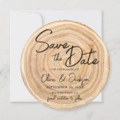 Rustic Wood Photo Wedding Save the Date 招待状 (正面)