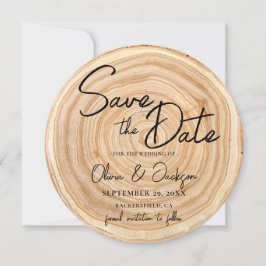 Rustic Wood Photo Wedding Save the Date 招待状