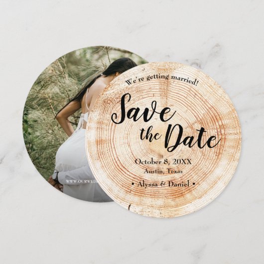 Rustic WOOD  photo WEDDING Save the date 招待状 (正面/裏面)