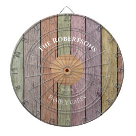 Rustic Wood Plank Pastel Family Name Cabin  ダーツボード