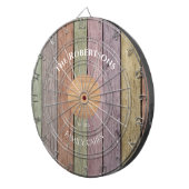 Rustic Wood Plank Pastel Family Name Cabin  ダーツボード (正面右)
