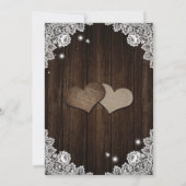 Rustic Wood Purple and Blue Floral Hearts Wedding 招待状 (裏面)
