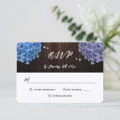 Rustic Wood Purple and Blue Floral Wedding 出欠カード (スタンド正面)