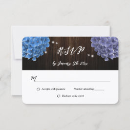 Rustic Wood Purple and Blue Floral Wedding 出欠カード