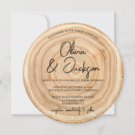 Rustic Wood QR Code Wedding 招待状