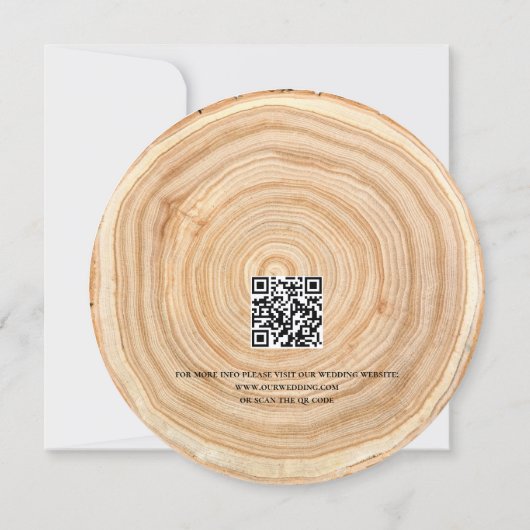 Rustic Wood QR Code Wedding Save the Date 招待状 (裏面)