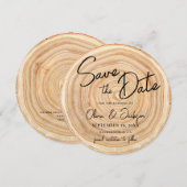 Rustic Wood QR Code Wedding Save the Date 招待状 (正面/裏面)
